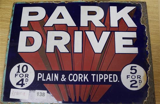 A Park Drive cigarettes double sided sign
